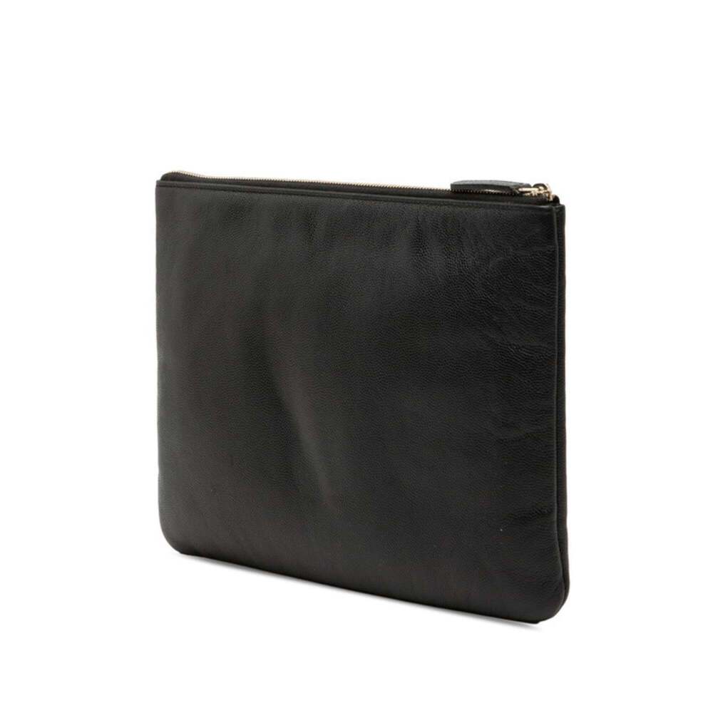 CHANEL Black Caviar Leather Logo Clutch Bag - Picture 2 of 7